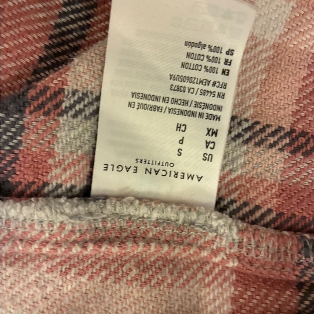 American Eagle Outfitters Pink, Black and Cream Plaid Shirt - Picture 4 of 8